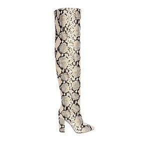 Faux snakeskin knee high boot 3 inch heel. New!